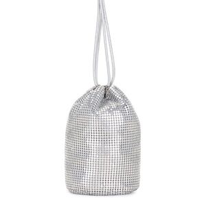Cult Gaia Silver Mini Mesh Bag with Drawstring Closure